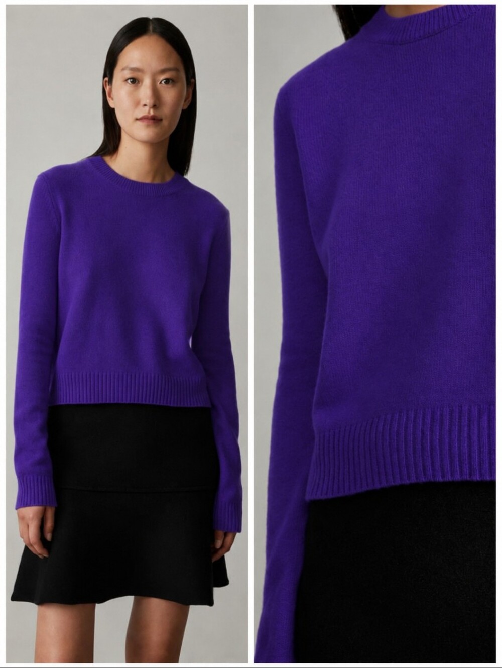 Lisa Yang Cashmere Bright Purple Crewneck Sweater, XS - Picture 9 of 9